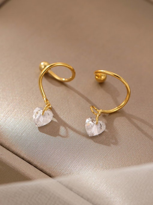 ES2519 [Heart shaped Gold] 925 Sterling Silver Cubic Zirconia Star Minimalist Stud Earring